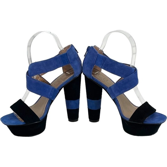 BCBG Black Blue Paris Cherry 2x Suede Platform Heels Size 6.5 - Picture 8 of 10